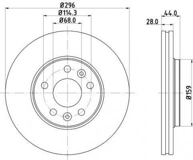 Диск тормозной 296x28x68x5 HELLA 8DD355122601