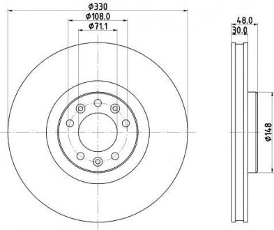 Диск тормозной перед. Peugeot 308 II, 308 Sw II, 508 II, 508 Sw II 1.2-2.0D 09.13- HELLA 8DD355125331