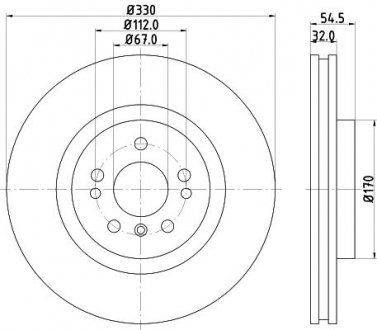 Диск гальмівний перед. DB ML166 2.2D/3.0D/3.5 06.11-10.19 HELLA 8DD 355 126-301