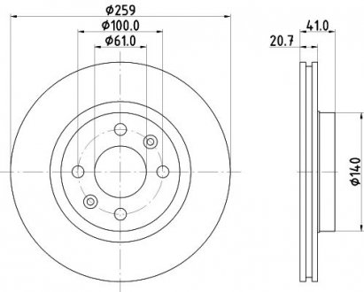 Диск гальмівний перед. Renault Clio I, Clio Ii, Kangoo, Kangoo Express, Megane I, Megane I Classic, Megane I Coach 1.2-2.0 06.8 HELLA 8DD 355 126-531 (фото 1)