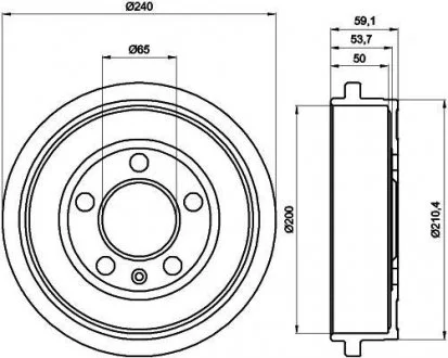 Фото тормозной барабан HELLA 8DT355300371 Тормозной барабан HELLA 8DT355300371