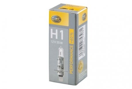 Лампа 12V H1 55W P14.5s PERFORMANCE +60% HELLA 8GH223498211