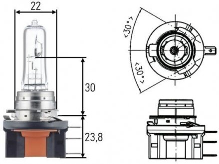 Автолампа 12V 15/55W HELLA 8GJ168119001 (фото 1)