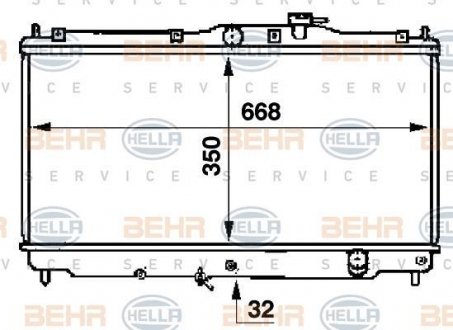 Радиатор, охлаждение двигателя HELLA 8MK376707351