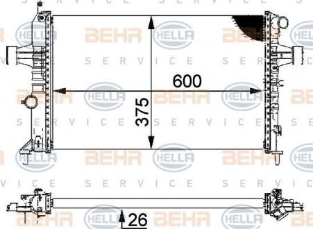 Радиатор, охлаждение двигателя HELLA 8MK376710314