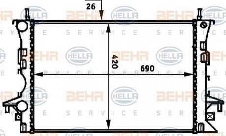 Радіатор, охолодження двигуна HELLA 8MK376716284