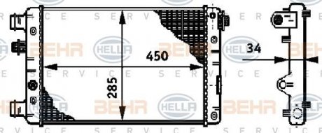 Радіатор, охолодження двигуна HELLA 8MK376720351