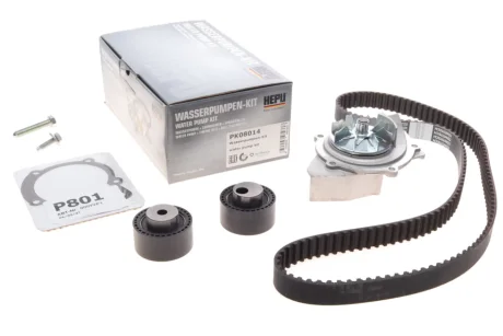 Комплект ременя ГРМ з помпою води HEPU PK08014