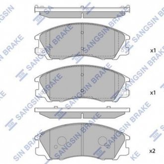 Колодка гальм. HYUNDAI TERRACAN 2.5, 2.9, 3.5 01 - передн. Hi-Q (SANGSIN) SP1097 (фото 1)