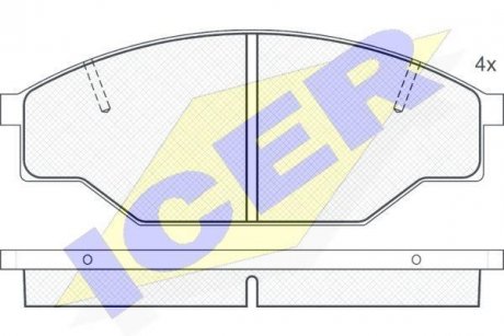 Комплект гальмівних колодок (дискових) ICER 140614