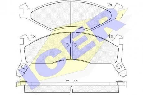 Гальмівні колодки, дискове гальмо (набір) ICER 141270