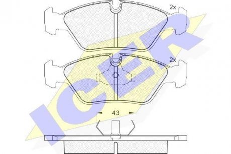 Тормозные колодки, дисковый тормоз (набор) ICER 180423