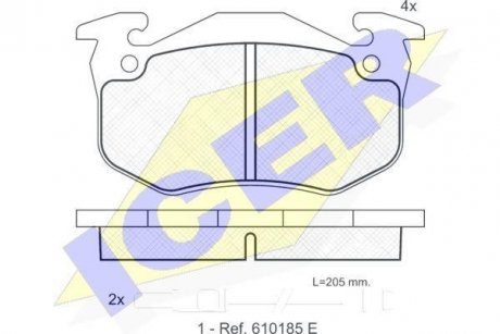 Гальмівні колодки, дискове гальмо (набір) ICER 180723