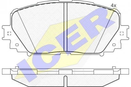 Гальмівні колодки, дискове гальмо (набір) ICER 181898