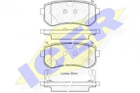 Гальмівні колодки, дискове гальмо (набір) ICER 181948