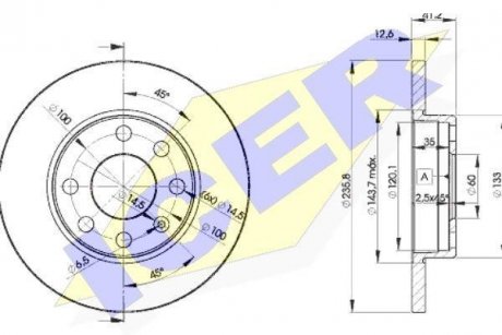 Диск гальмівний (передній) Opel Vectra A (236x12.7) ICER 78BD12402