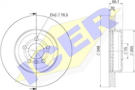 Диск гальмівний (передній) BMW 5 (F10/F11)/6 (F06/F13) 09- (348x30) PRO+ ICER 78BD35542