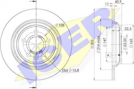 Диск тормозной (задний) Volvo S60/S80/V60/V70 06-18 (302x11) (с покр.) ICER 78BD90772