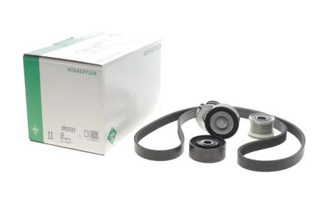 Комплект поліклинового ременя (із натягувачем) VW AMAROK, CALIFORNIA T5 CAMPER, CALIFORNIA T6 CAMPER, MULTIVAN T5, MULTIVAN T6, TRANSPORTER T5, TRANSPORTER T6 2.0D 09.09- INA 529058620