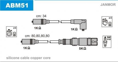 Проволока зажигания, набор Janmor ABM51
