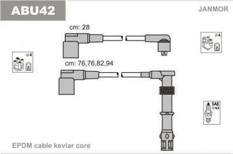 К-кт проводів високої напруги Audi 100 92- Janmor ABU42