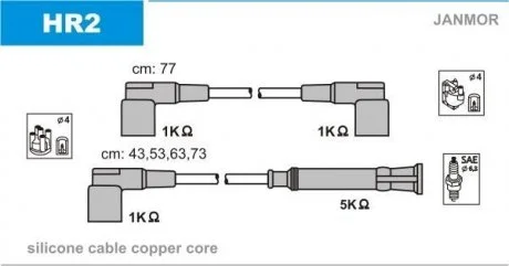 Фото к-кт проводов Bmw 316/318/518 87- Janmor HR2 К-кт проводов Bmw 316/318/518 87- Janmor HR2