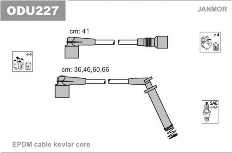 Провода в/в Opel 1.2-1.6 Corsa/Vectra Janmor ODU227