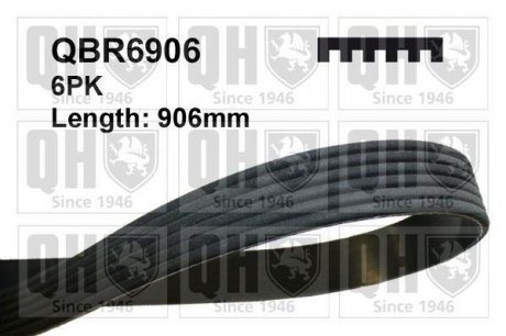 Ремiнь клиновий 6PK#906 JP GROUP QBR6906