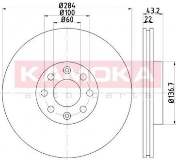 Гальмiвнi диски FIAT GRANDE PUNTO 05-/PUNTO EVO 09-/OPEL ADAM 12- KAMOKA 103233