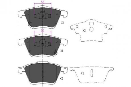 Гальмівні колодки, дискове гальмо (набір) PARTS KAVO KBP4553 (фото 1)