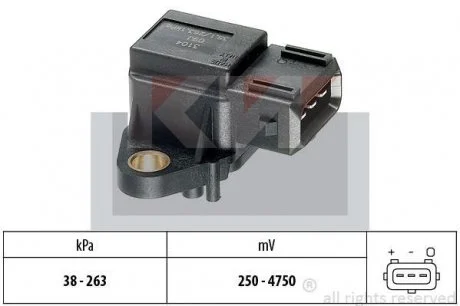 Фото датчик давления воздуха, высотный корректор. Датчик, давление во впускном газопроводе KW 493104 Датчик давления воздуха, высотный корректор. Датчик, давление во впускном газопроводе KW 493104