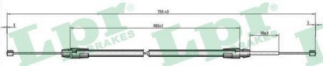 Трос ручного тормоза LPR C0013B