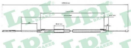 Трос ручного тормоза LPR C0077B