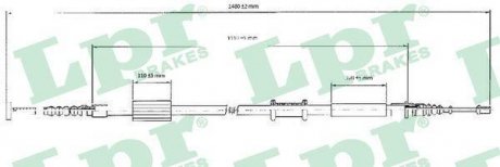 Трос ручного тормоза LPR C0208B