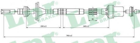 Трос сцепления (735мм/480мм)) LPR C0213C