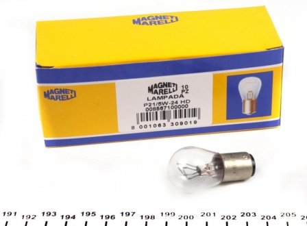 Автолампа 21/5W, 24V (збільшений ресурс!) MAGNETI MARELLI 008567100000