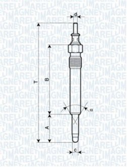 Свічка розжарювання MERCEDES, OPEL,PEUGEOT, SEAT [] MAGNETI MARELLI 062900004304 (фото 1)