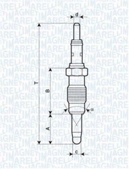 Свічка розжарювання 11V Doblo, Punto, Palio 1.9D MAGNETI MARELLI 062900011304