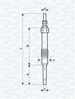 Свічка розжарювання FIAT GRANDE PUNTO [] 109мм MAGNETI MARELLI 062900053304