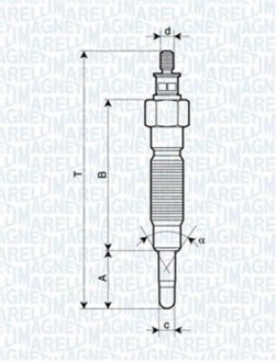 Свічка розжарювання KIA PREGIO MITSUBISHI LANCER V, GALANT, PAJERO 02- [] MAGNETI MARELLI 062900064304 (фото 1)