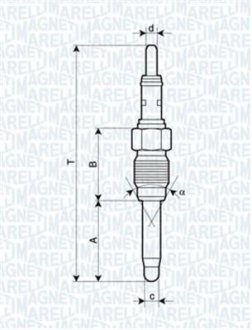 Свічка розжарювання FIAT Brava 1.9JTD, Marea. MAGNETI MARELLI 062900084304 (фото 1)