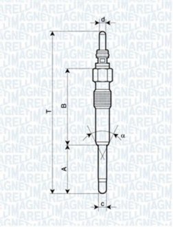 Свічка розжарювання Golf,Passat,T5,Octavia 1.9TDI MAGNETI MARELLI 062900085304 (фото 1)