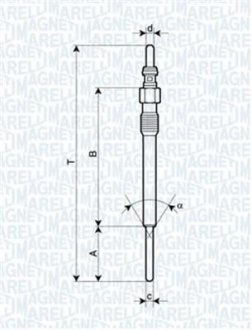 Свічка розжарювання Doblo,Panda,Opel Astra J,Combo,Citroen,Peugeot 1.3HDI MAGNETI MARELLI 062900090304 (фото 1)