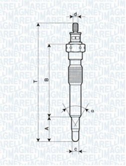 Свічка розжарювання ASTRA 1.7DT 91-98 двигун.ISUZU MAGNETI MARELLI 062900092304