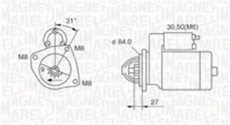 Стартер IVECO DAILY III/IV 2.3D/2.8D/3.0D 2.5kW MAGNETI MARELLI 063721203010 (фото 1)