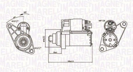 Стартер AUDI/SEAT/SKODA/VW 1.2/1.2TSI 1.1kW MAGNETI MARELLI 063721330010 (фото 1)