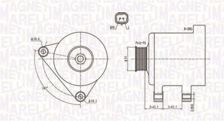 ALTERNATOR 12V CITROEN C1/C2/C3/C4/C5/C8/PEUGEOT 107/206/30/407/PARTNER 2000 -> SZT MAGNETI MARELLI 063731674010