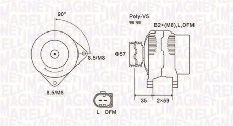 Alternator AUDI/SEAT/SKODA/VW 1.2 90A MAGNETI MARELLI 063731675010 (фото 1)