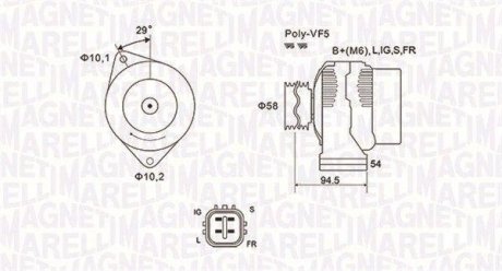 ALTERNATOR 12V TOYOTA COROLLA/VERSO/PREVIA 2.0 D-4D 2001 -> SZT MAGNETI MARELLI 063731721010