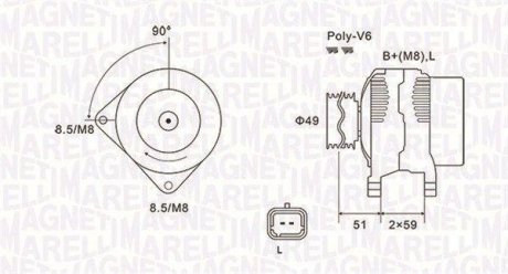 Alternator NISSAN/RENAULT ALMERA N16, MEGANE II 1.5DCi 120A MAGNETI MARELLI 063731881010